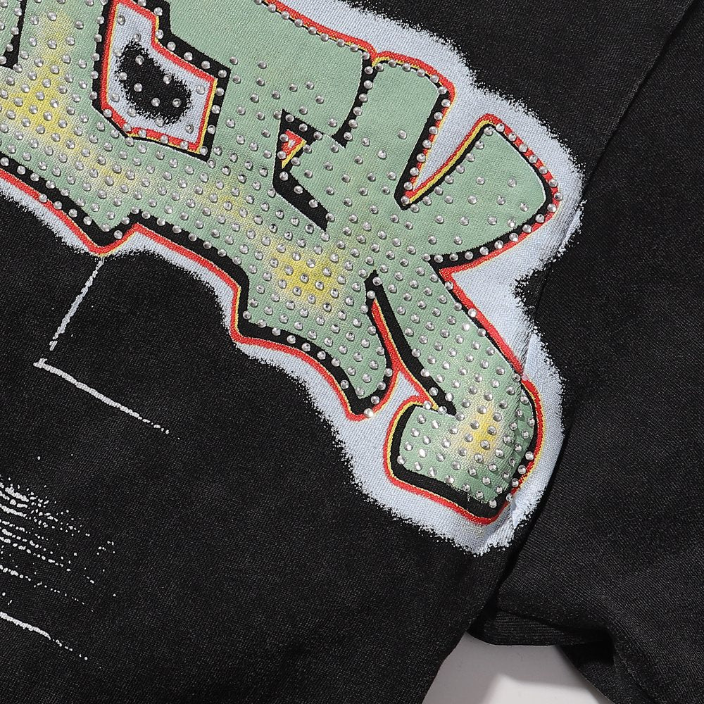 MAJESTIK Bulldog Football Rhinestone Cropped T-Shirt ¡ª detail