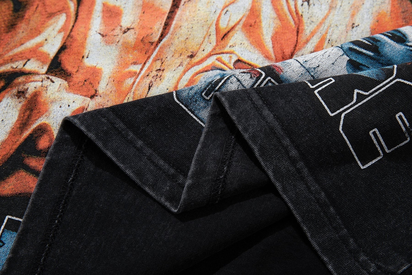 MAJESTIK Washed Black Rhinestone Graphic T-Shirt ¡ª detail