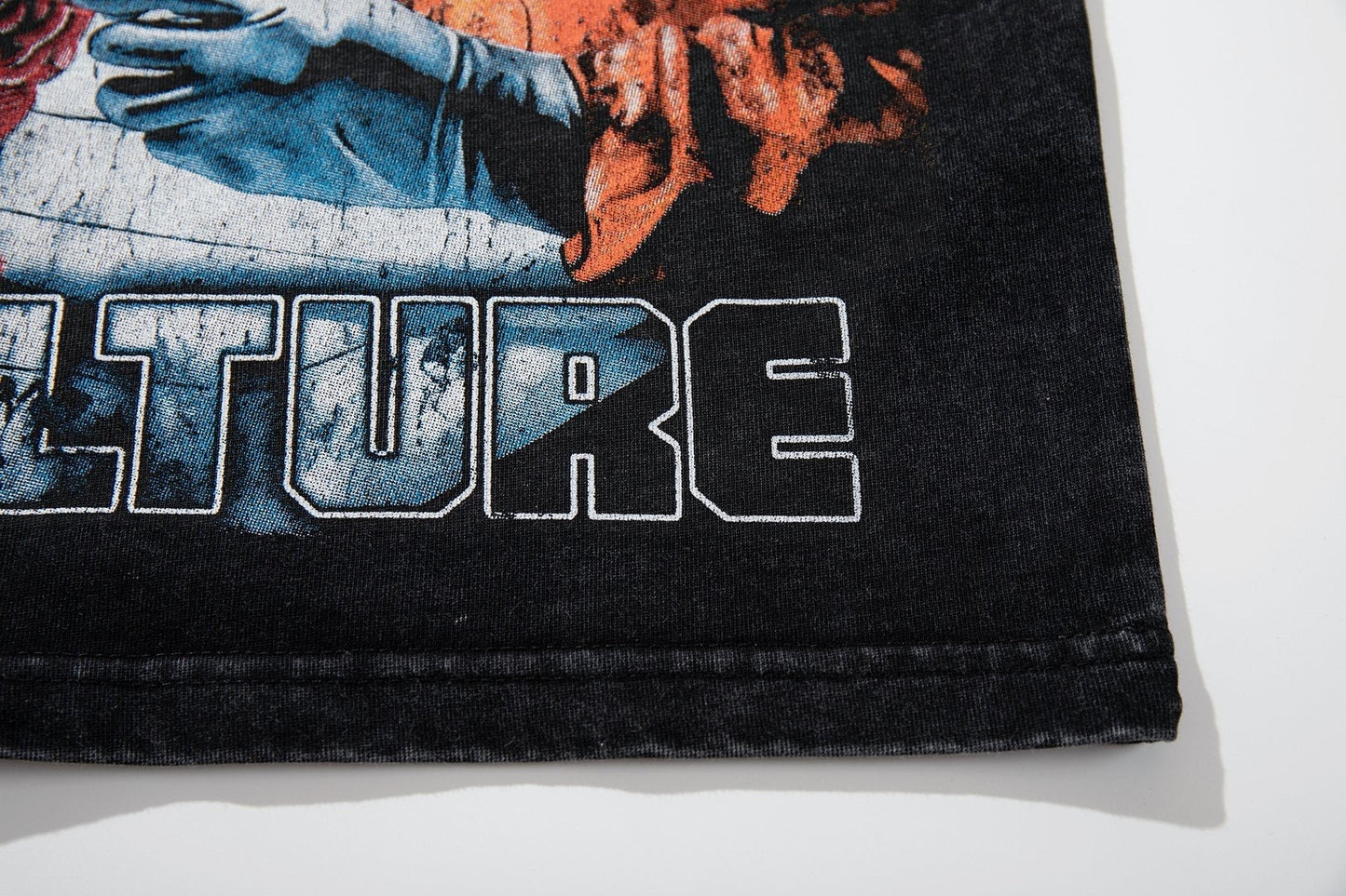 MAJESTIK Washed Black Rhinestone Graphic T-Shirt ¡ª detail