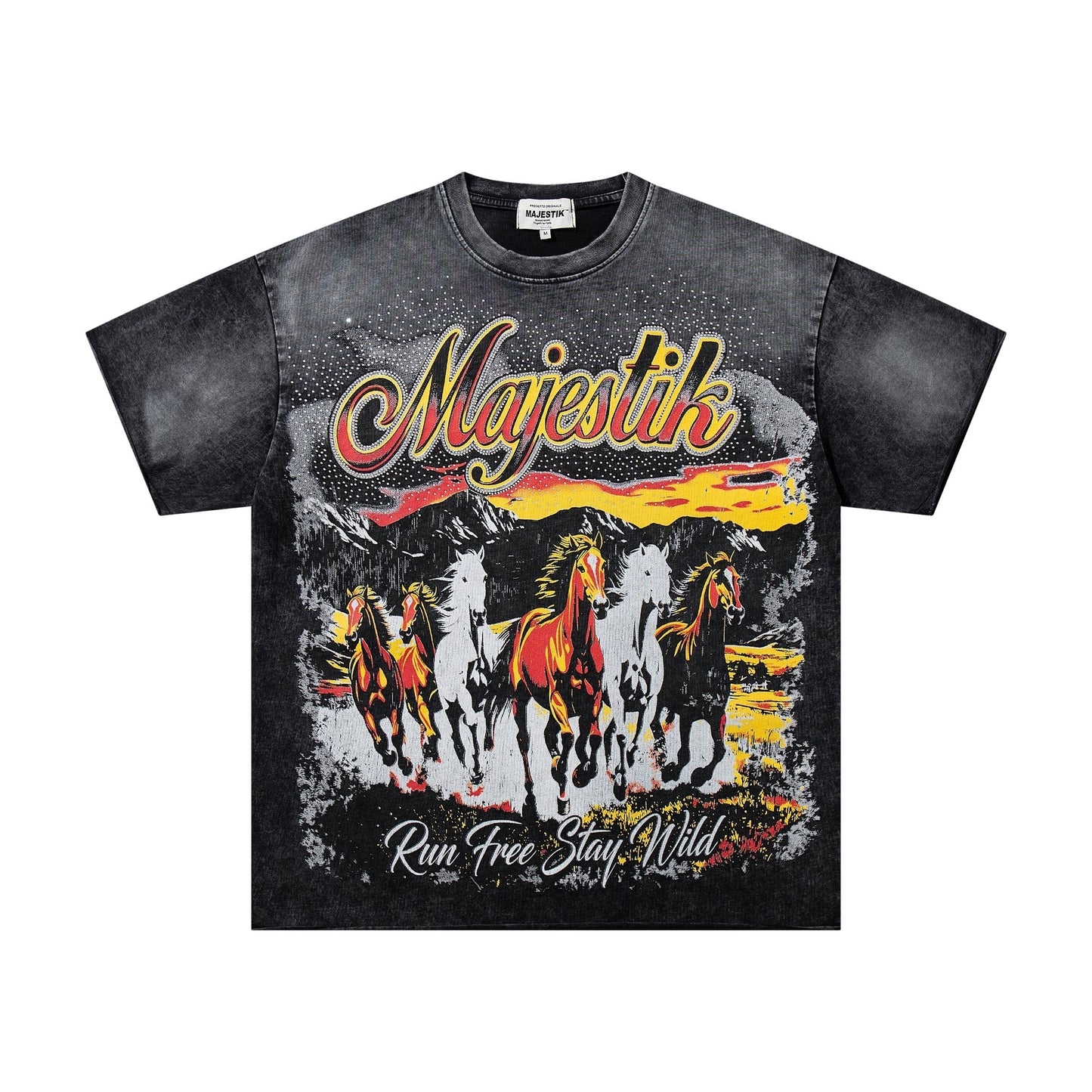 MAJESTIK Rhinestone Distressed Graphic T-Shirt ¡ª hero