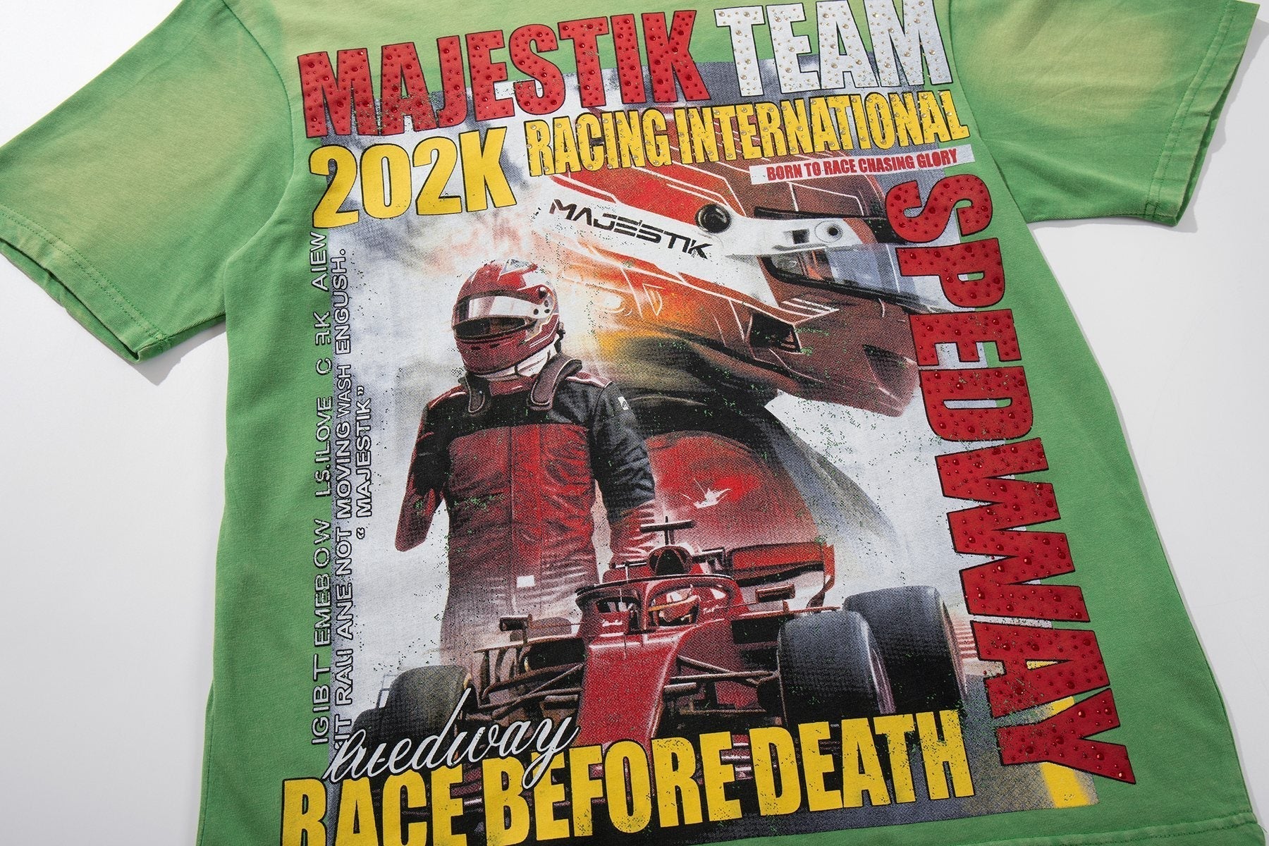 MAJESTIK Racing Graphic T-Shirt - Green ¡ª detail