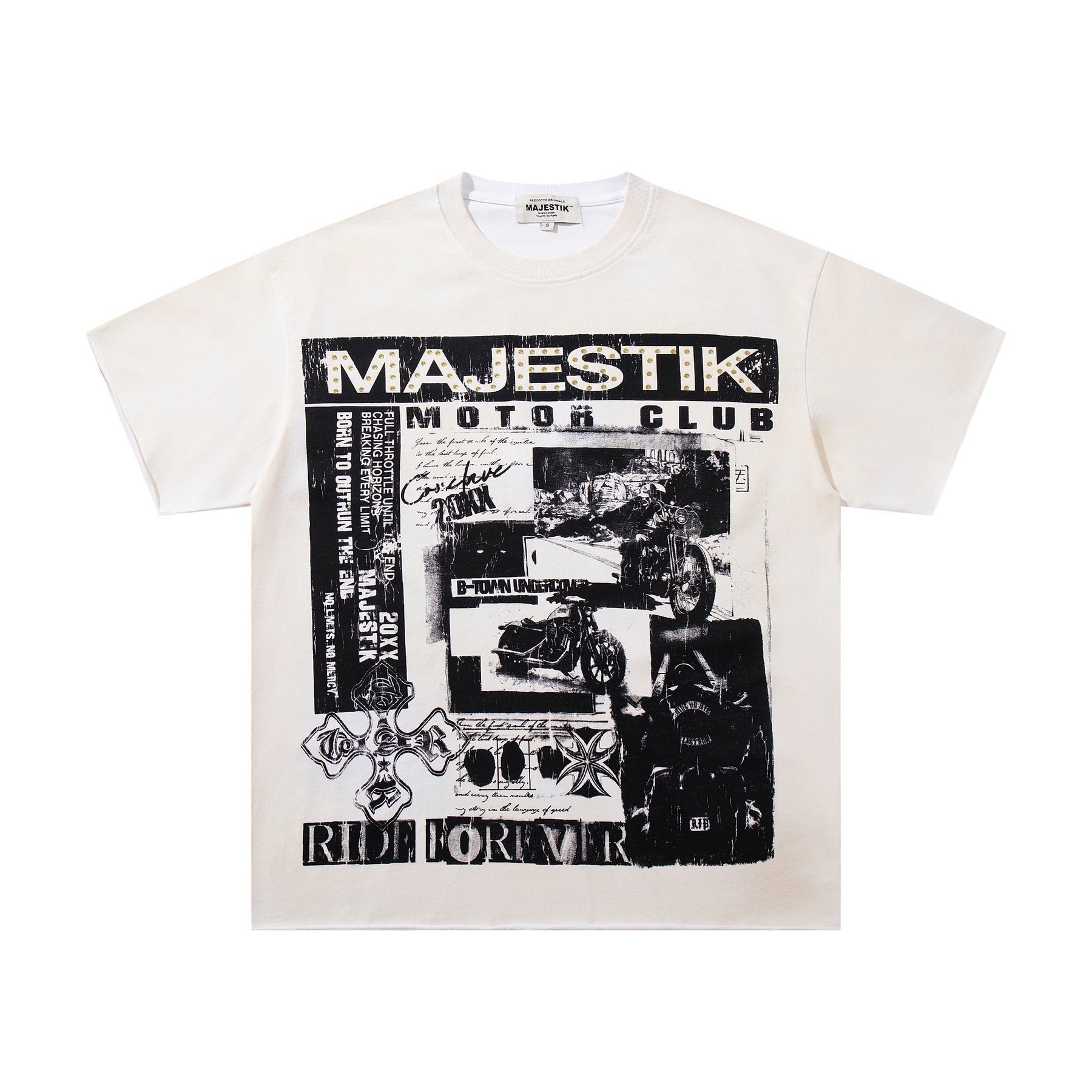MAJESTIK Distressed Rhinestone Graphic T-Shirt ¡ª front