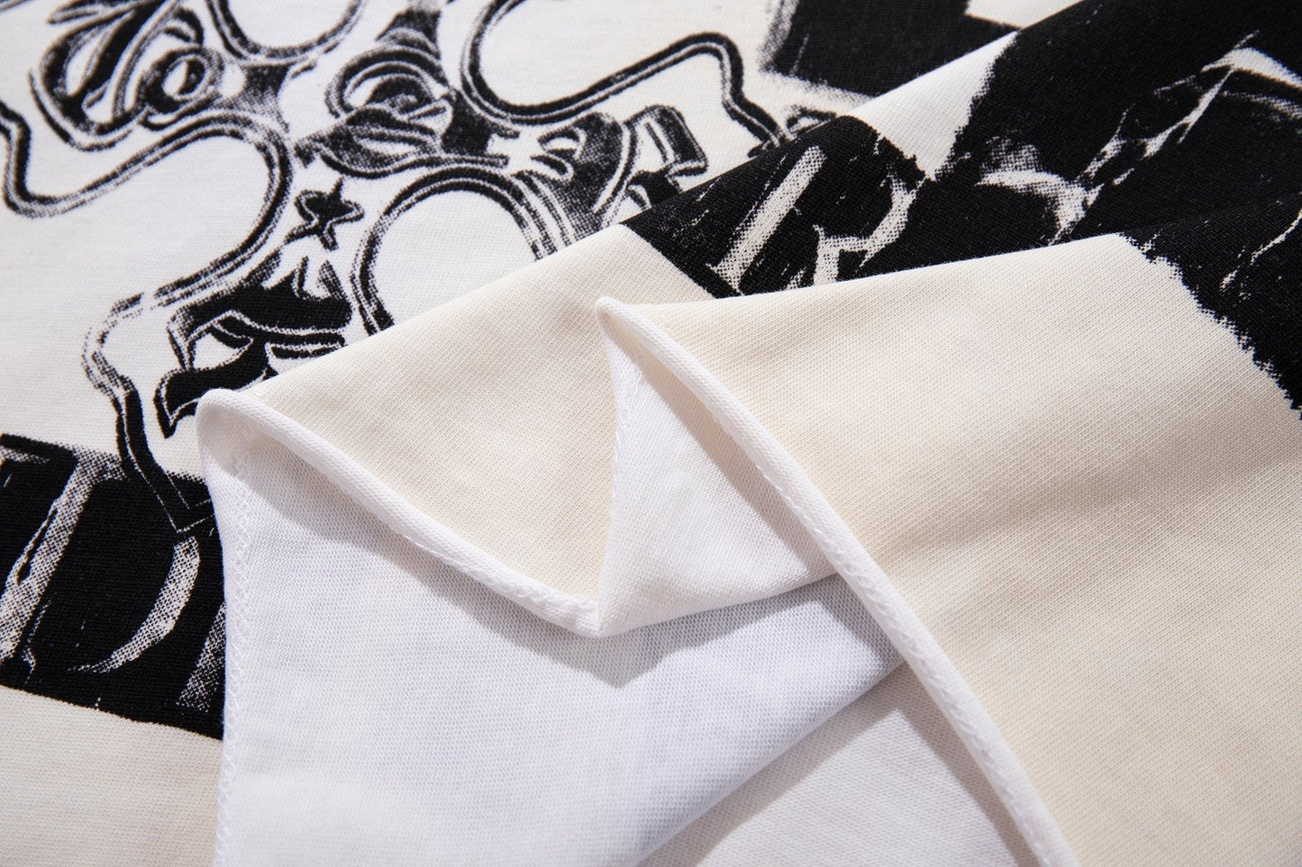 MAJESTIK Distressed Rhinestone Graphic T-Shirt ¡ª fabric_closeup