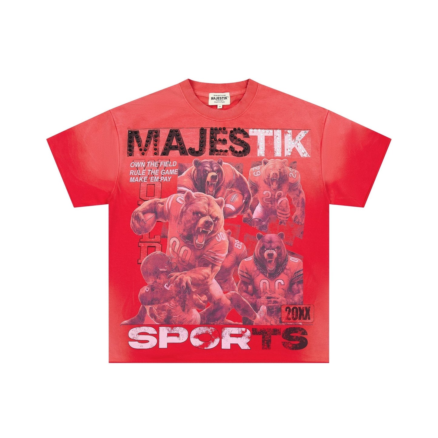 MAJESTIK Red Bear Football Graphic T-Shirt ¡ª hero