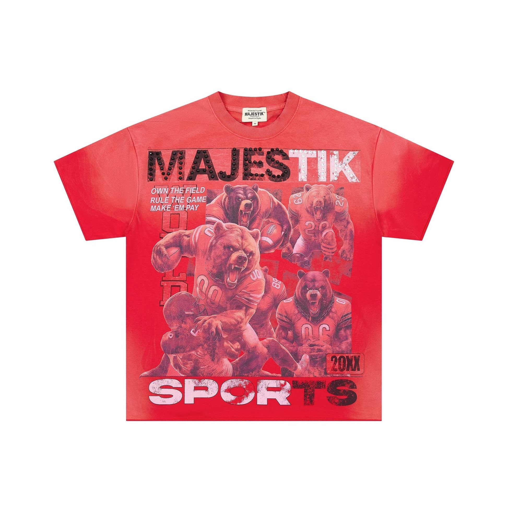 MAJESTIK Red Bear Football Graphic T-Shirt ¡ª hero