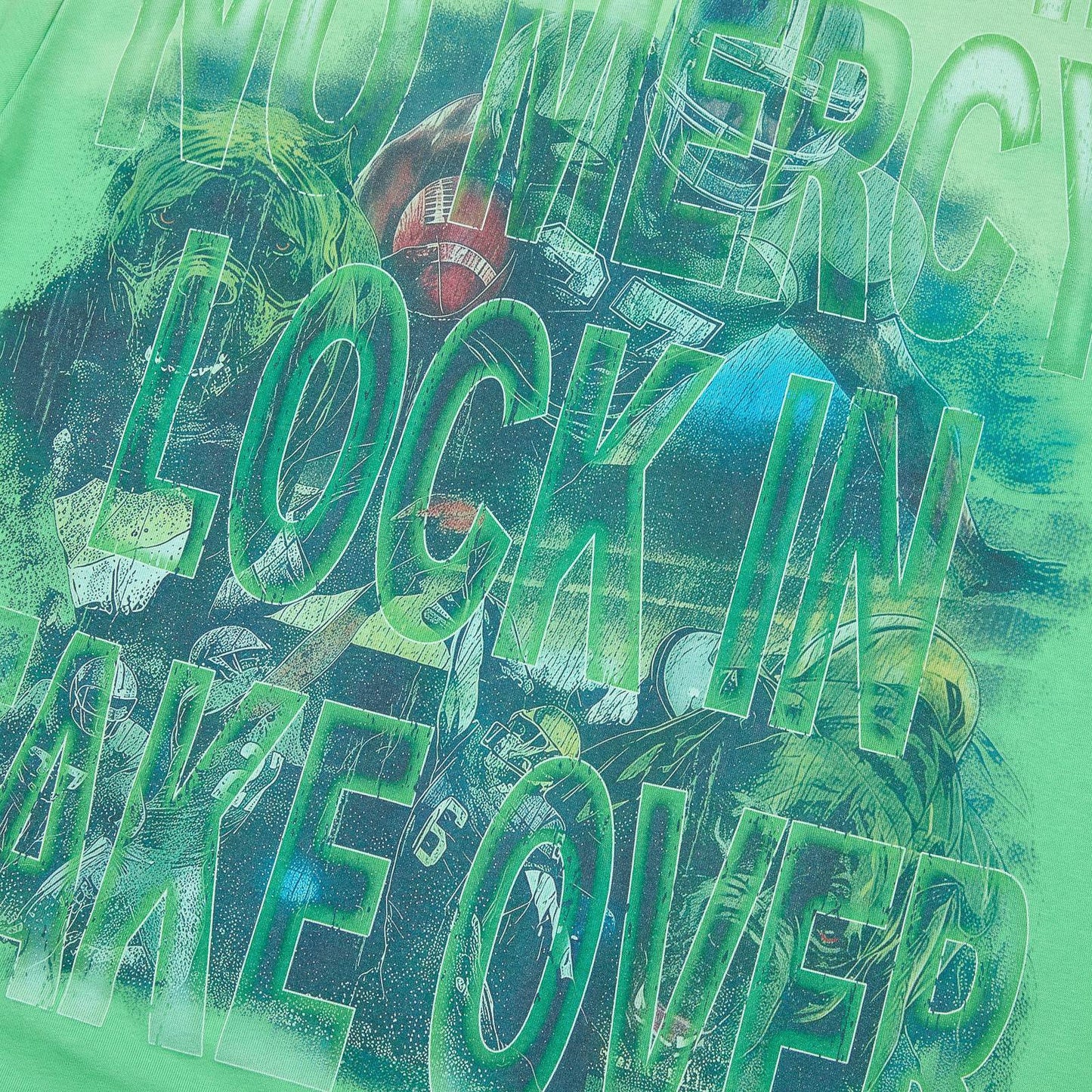 MAJESTIK Green Football Graphic T-Shirt ¡ª detail