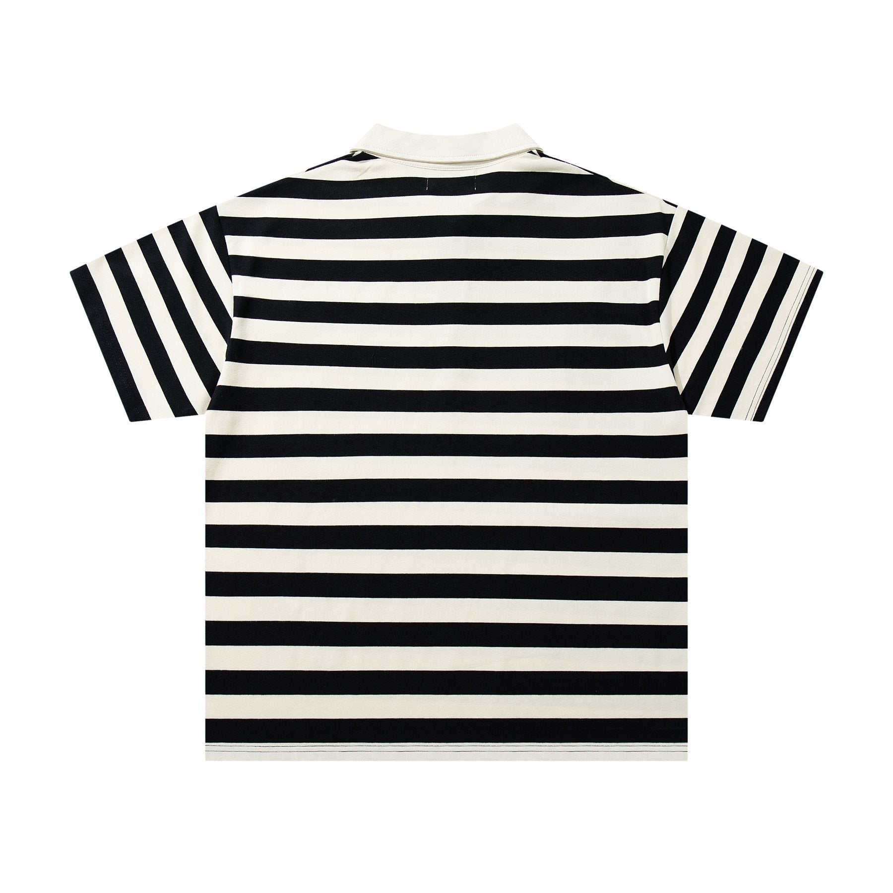MAJESTIK Skull Graphic Striped Zip-Collar T-Shirt ¡ª back