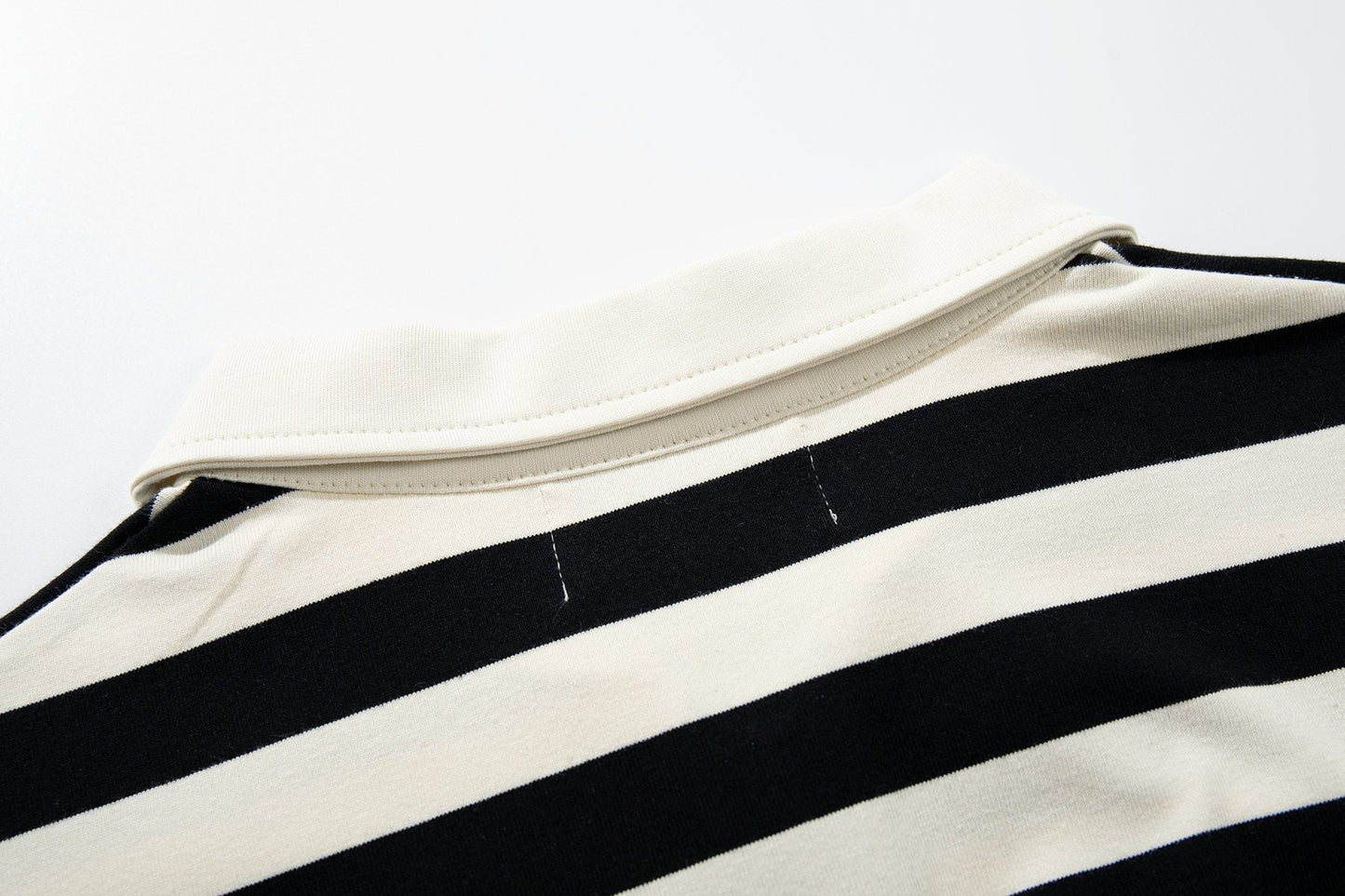 MAJESTIK Skull Graphic Striped Zip-Collar T-Shirt ¡ª detail