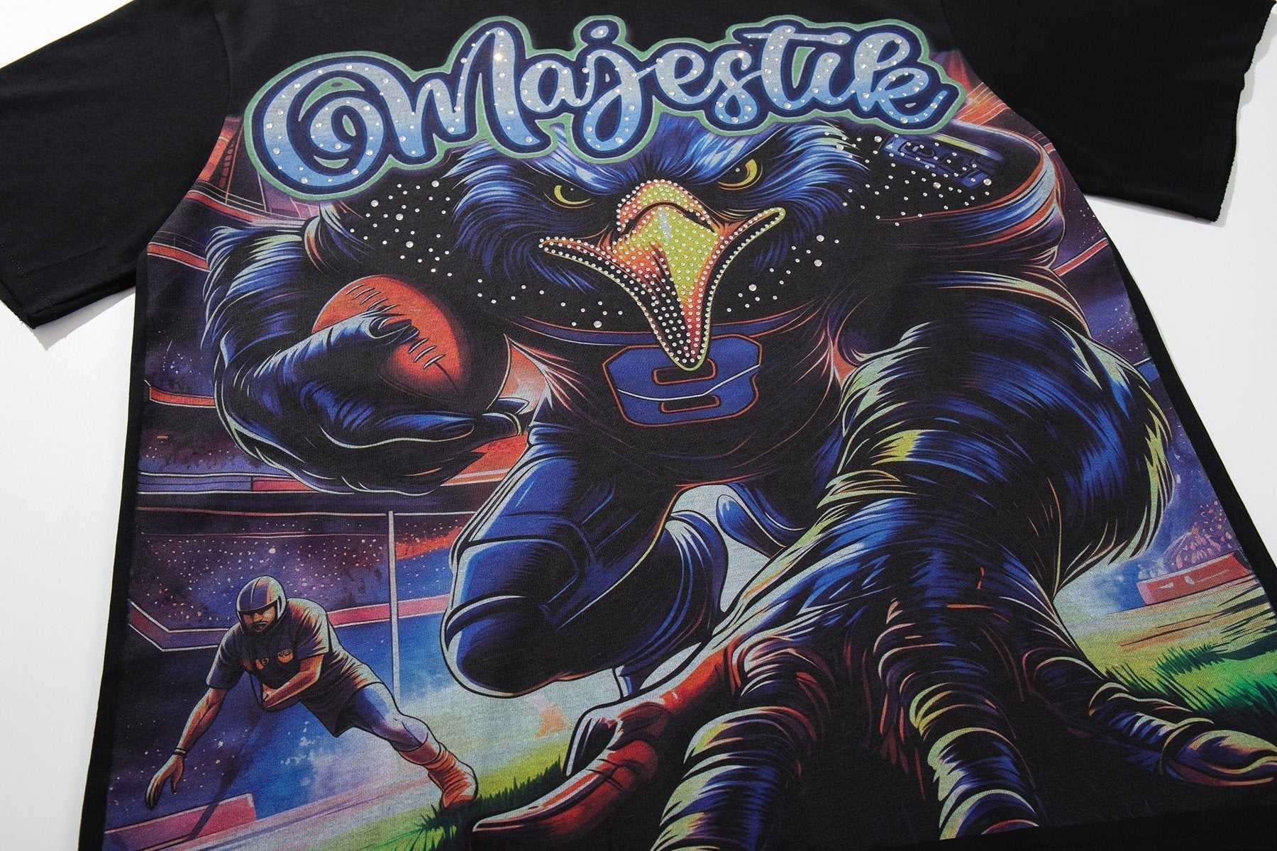 MAJESTIK Distressed Rhinestone Graphic T-Shirt ¡ª detail