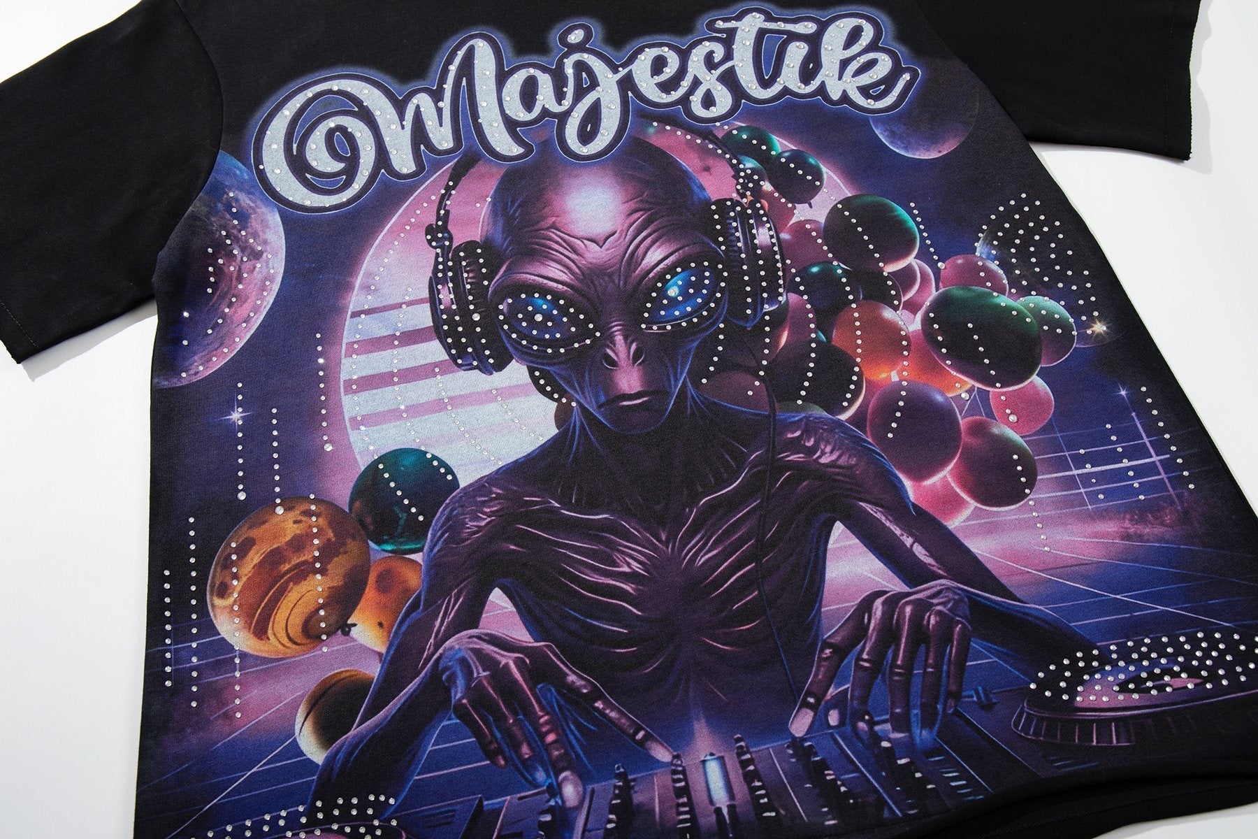 MAJESTIK Alien Rhinestone Graphic T-Shirt ¡ª detail