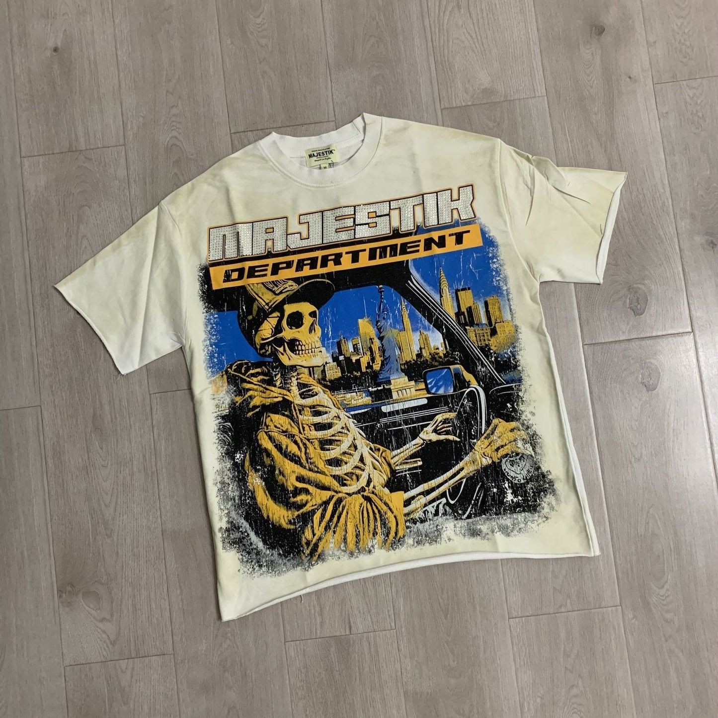 MAJESTIK Skeleton Driver Graphic T-Shirt ¡ª front