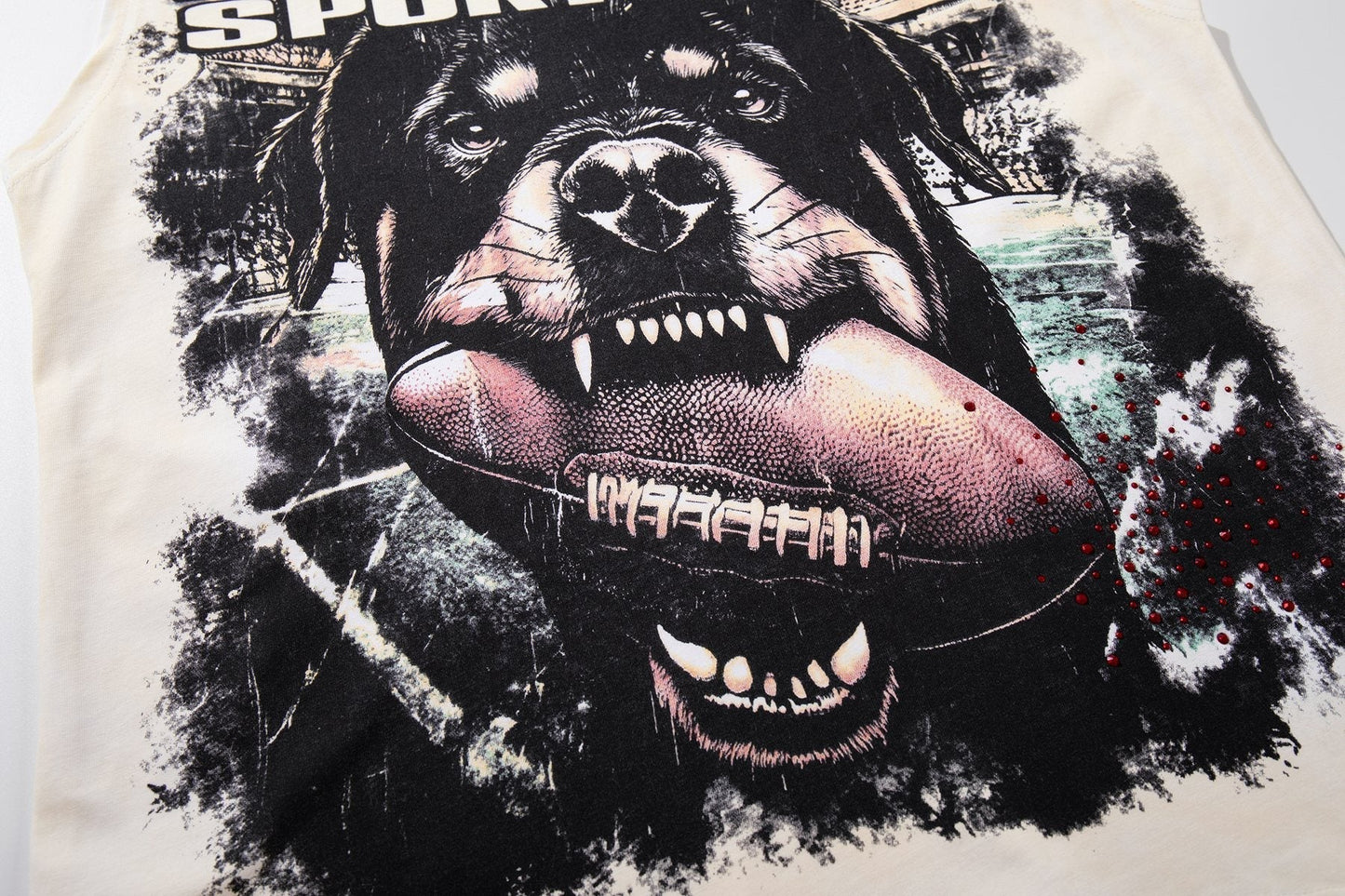 MAJESTIK Off White Graphic Sleeveless T-Shirt ¡ª detail