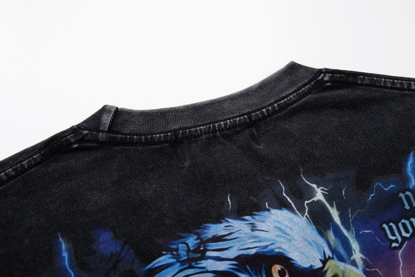 MAJESTIK Washed Black Rhinestone Graphic T-Shirt ¡ª detail