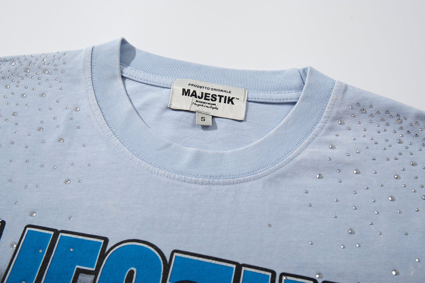 MAJESTIK Washed Rhinestone Graphic T-Shirt ¡ª neck_label