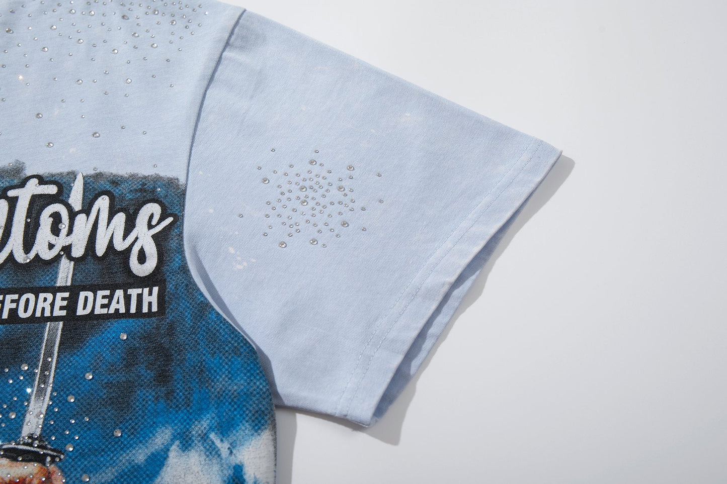 MAJESTIK Washed Rhinestone Graphic T-Shirt ¡ª detail