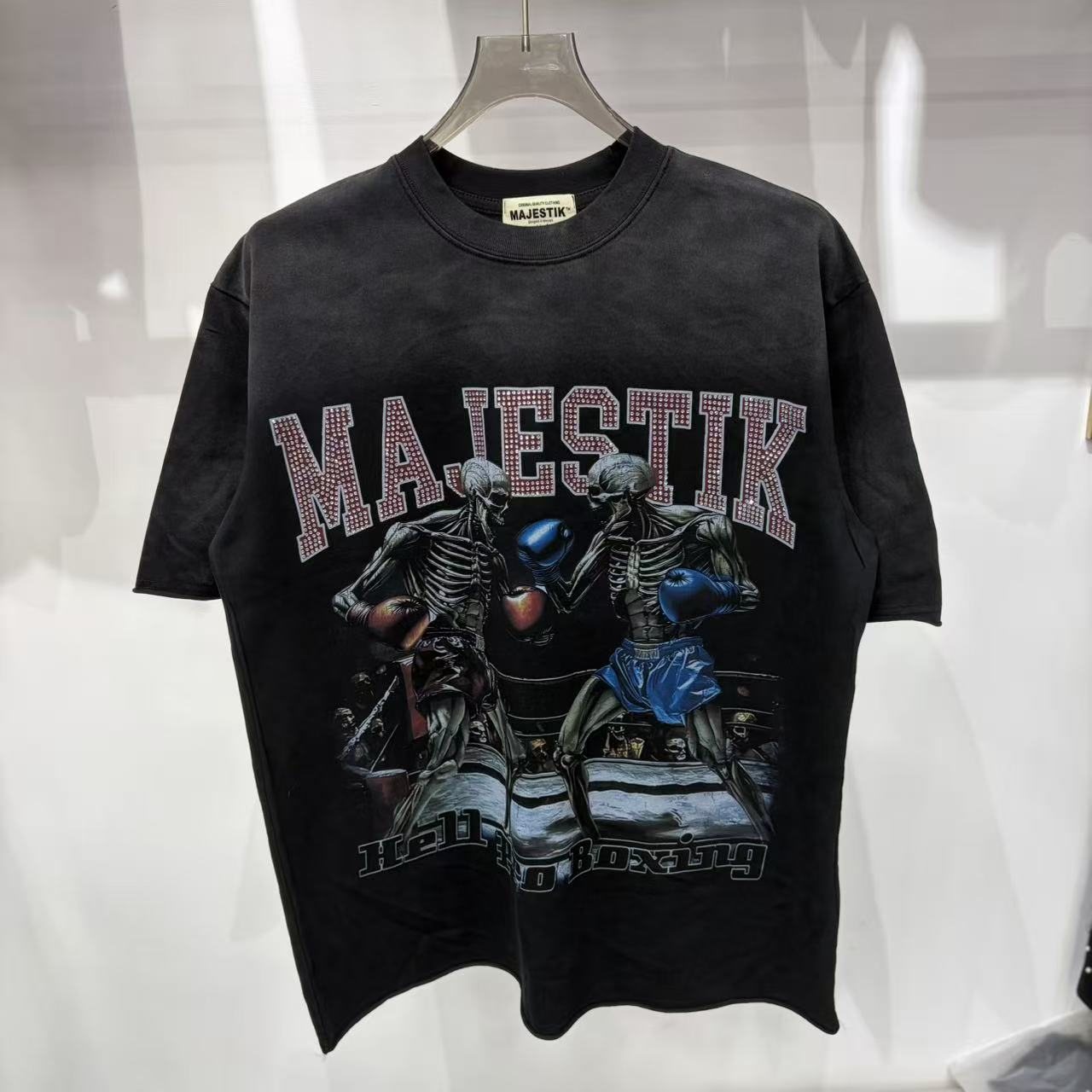 MAJESTIK Skeleton Boxing Graphic T-Shirt ¡ª front