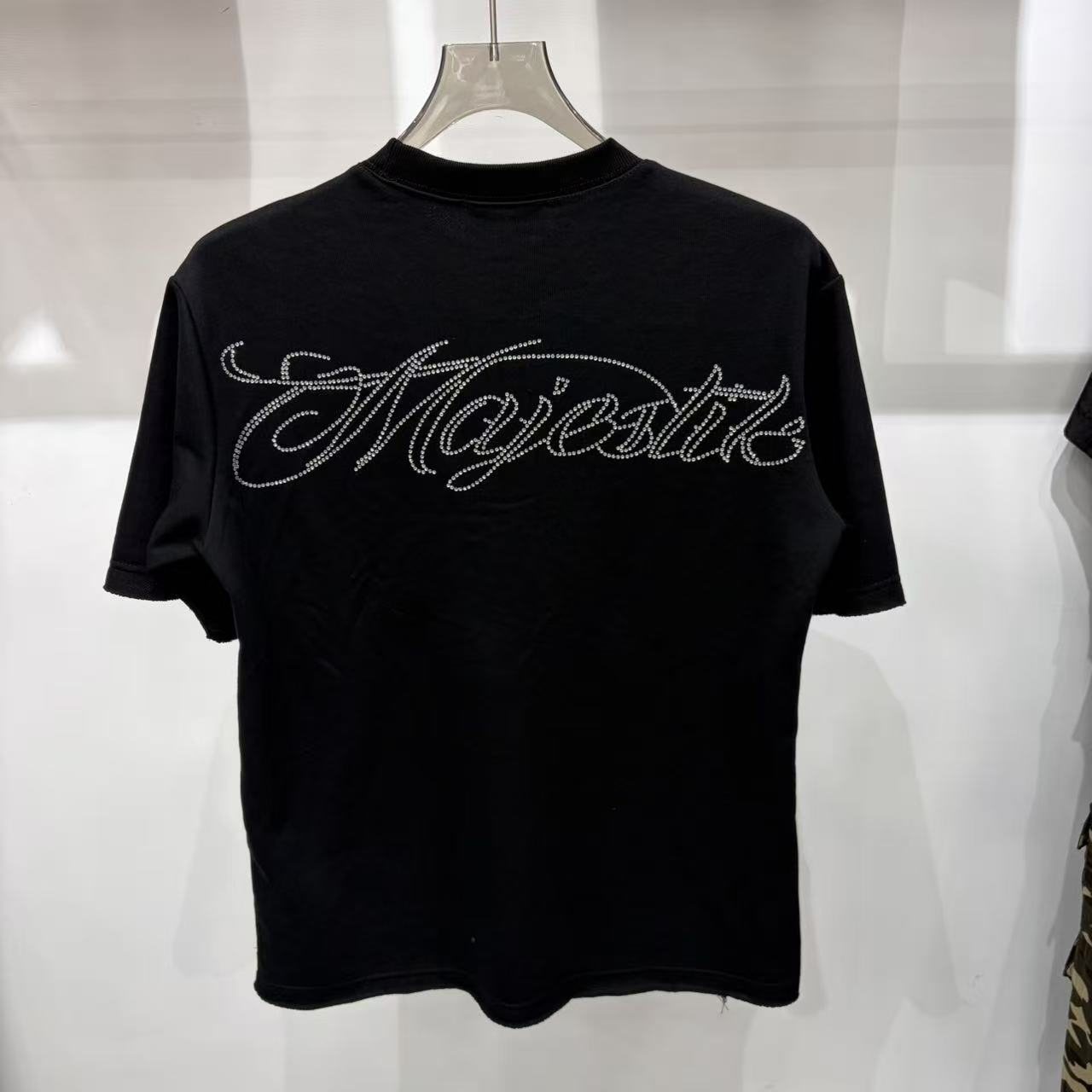 MAJESTIK Rhinestone-Style Script Graphic T-Shirt ¡ª front