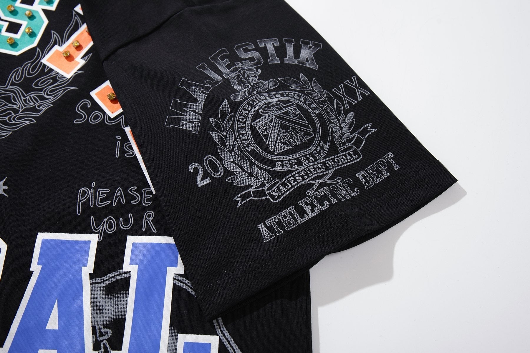 MAJESTIK Embellished Distressed Zip Polo Shirt ¡ª detail