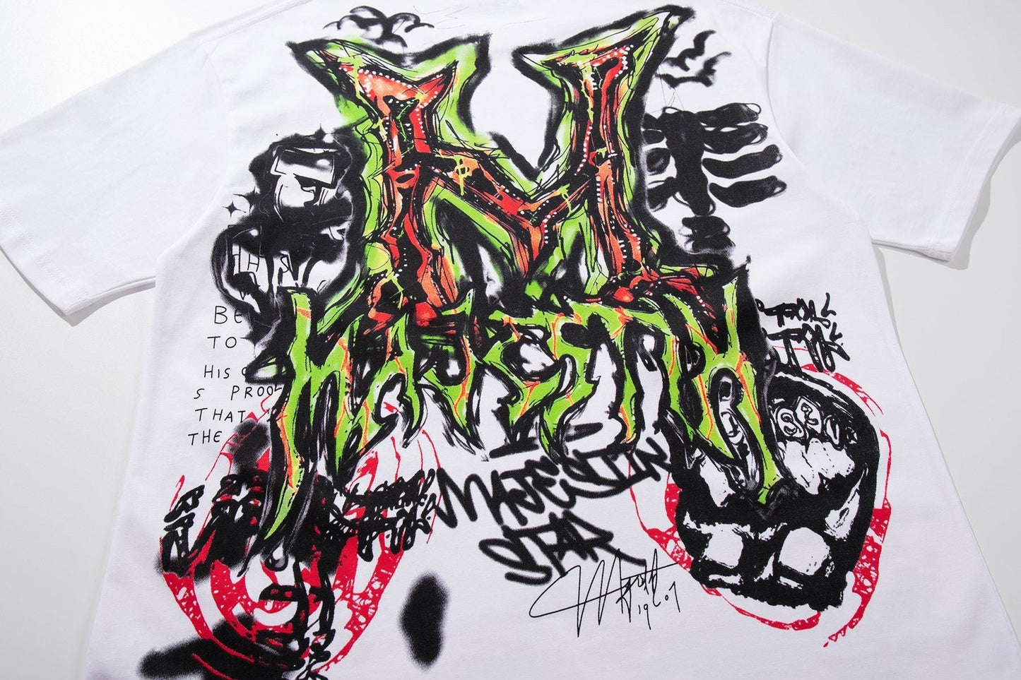 MAJESTIK Distressed Rhinestone Graphic Short-Sleeve T-Shirt ¡ª detail