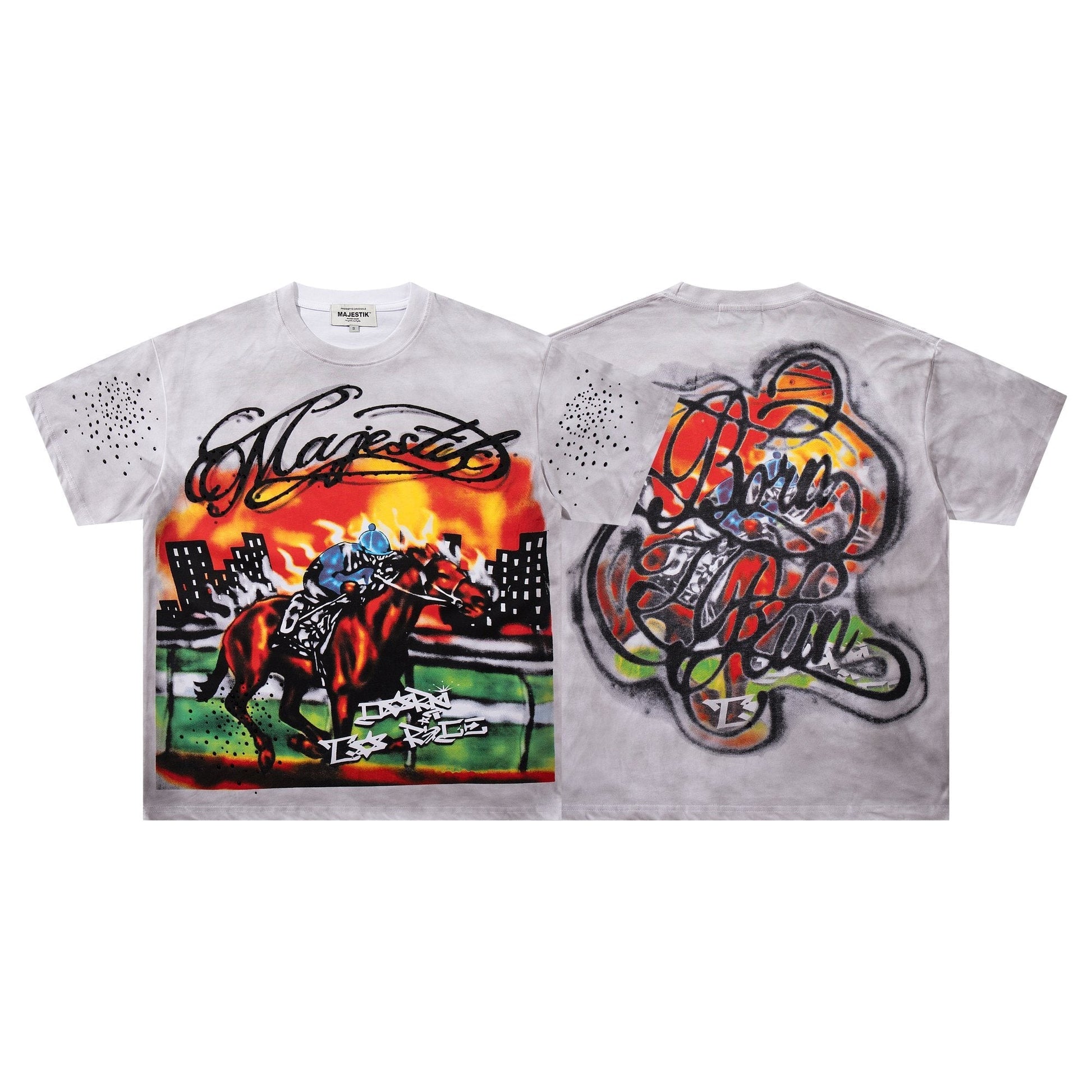 MAJESTIK Horse Racing Graffiti Graphic T-Shirt ¡ª hero
