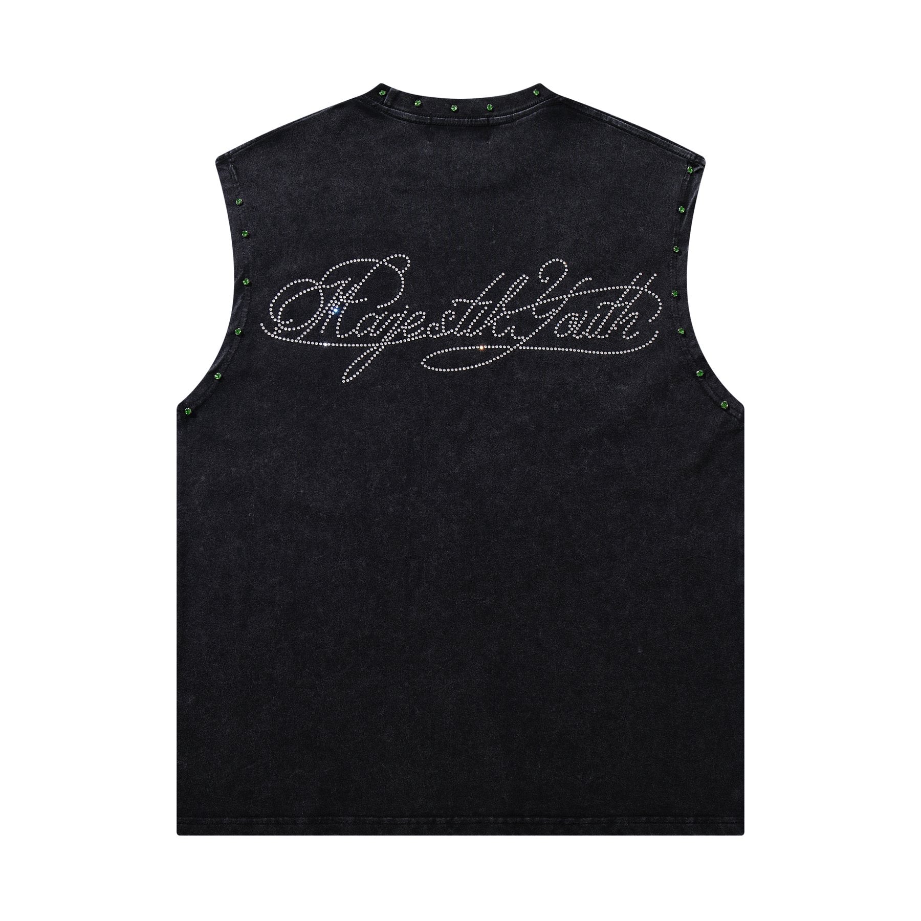 MAJESTIK Rhinestone Graphic Sleeveless T-Shirt ¡ª back