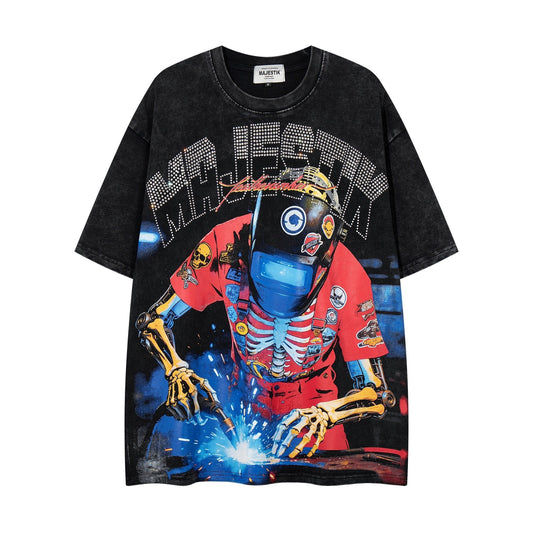 MAJESTIK Robot & Skeleton Graphic T-Shirt ¡ª hero