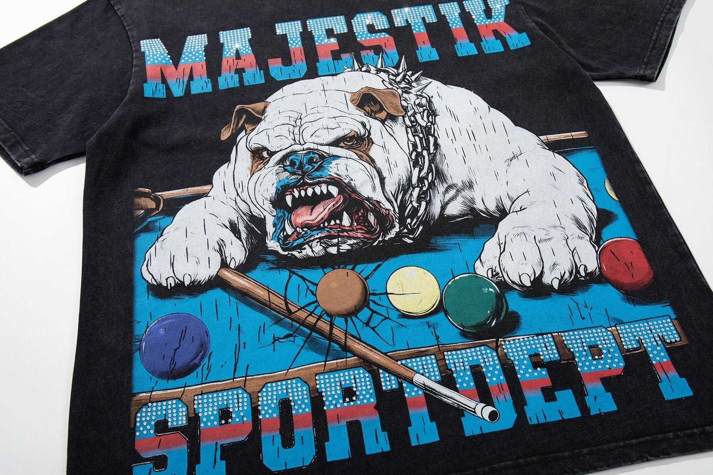 MAJESTIK Bulldog Billiards Graphic T-Shirt ¡ª detail